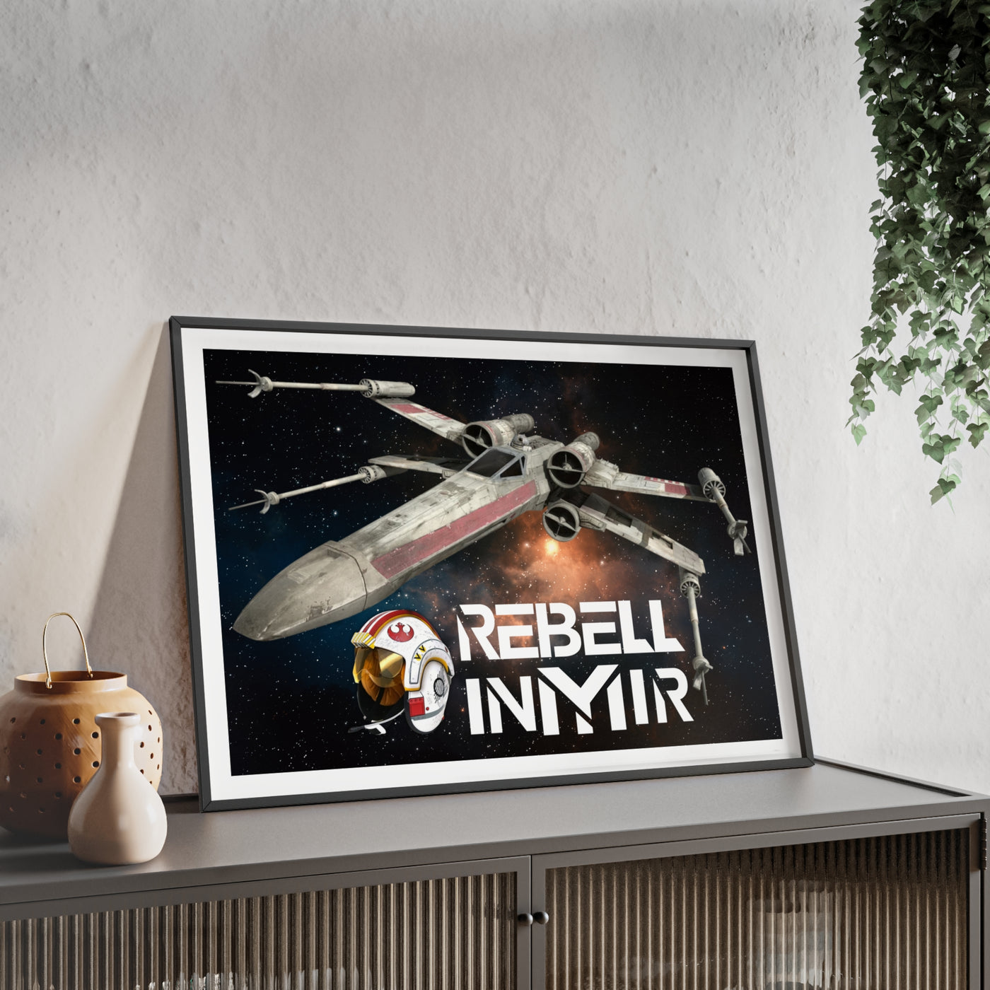 Star Wars X-Wing Fighter Poster with Wooden Frame - Rebel Inyir Decor