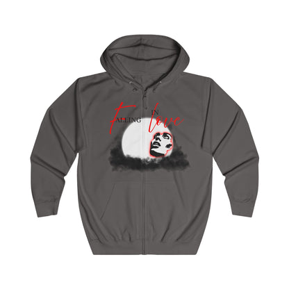 Falling in Love Hoodie, Inspirational Zip-Up, Unisex Sweatshirt