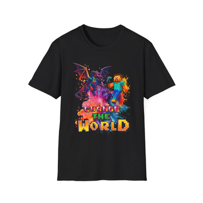 Minecraft Change the World Video Game T-Shirt - Unisex Softstyle Tee for Gamers