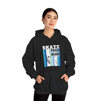 Skateboarding Warmup Hoodie - 'Skate Fall Get Up Ride Repeat' Design