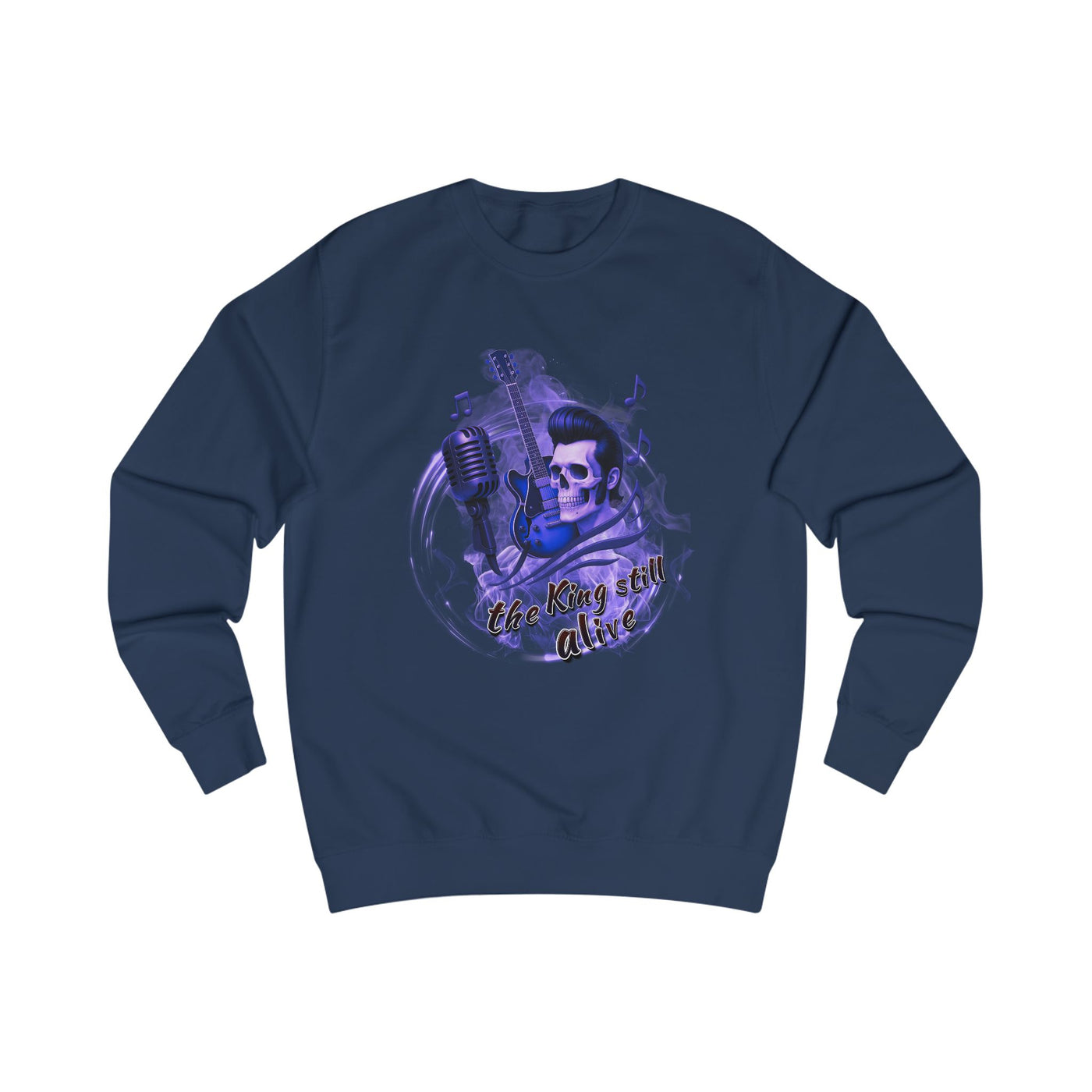 Rock 'n' Roll Skull Sweatshirt - "The King Still Alive" Unisex Crewneck 