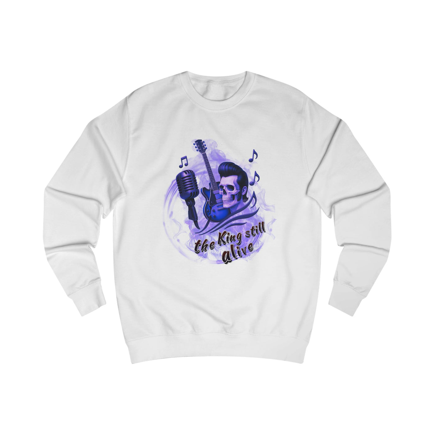 Rock 'n' Roll Skull Sweatshirt - "The King Still Alive" Unisex Crewneck 