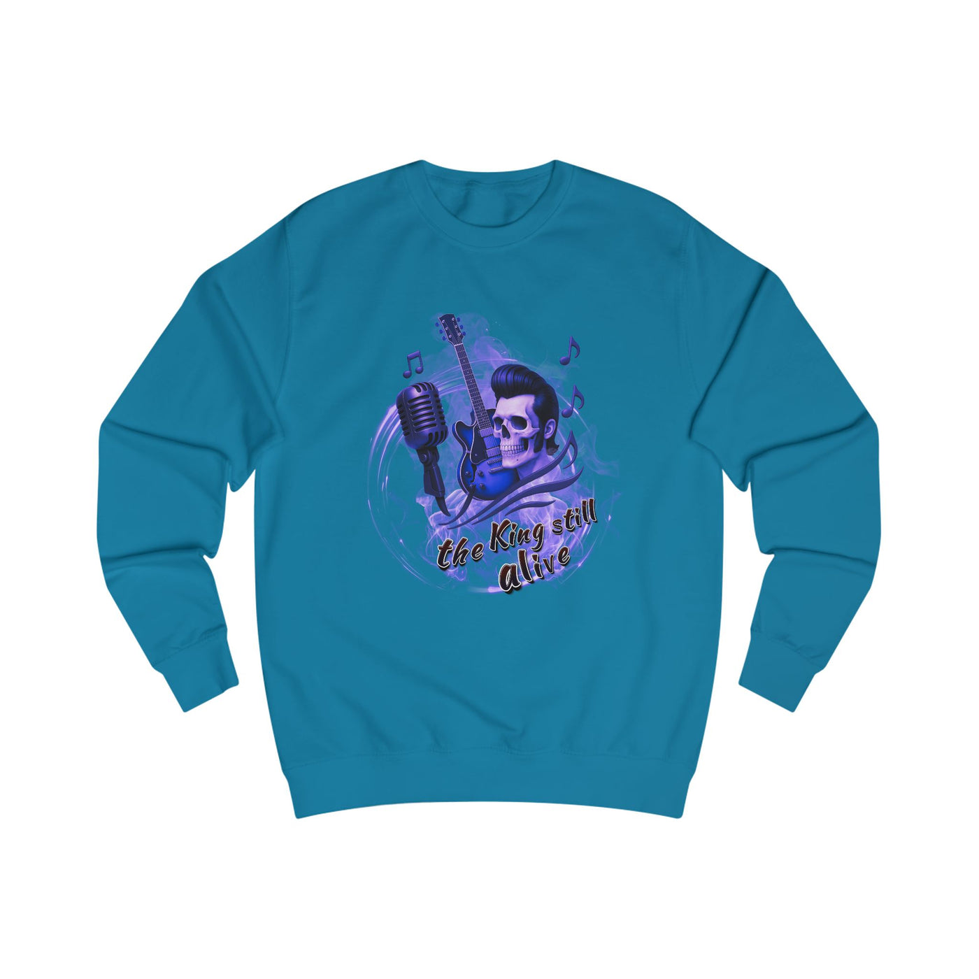 Rock 'n' Roll Skull Sweatshirt - "The King Still Alive" Unisex Crewneck 