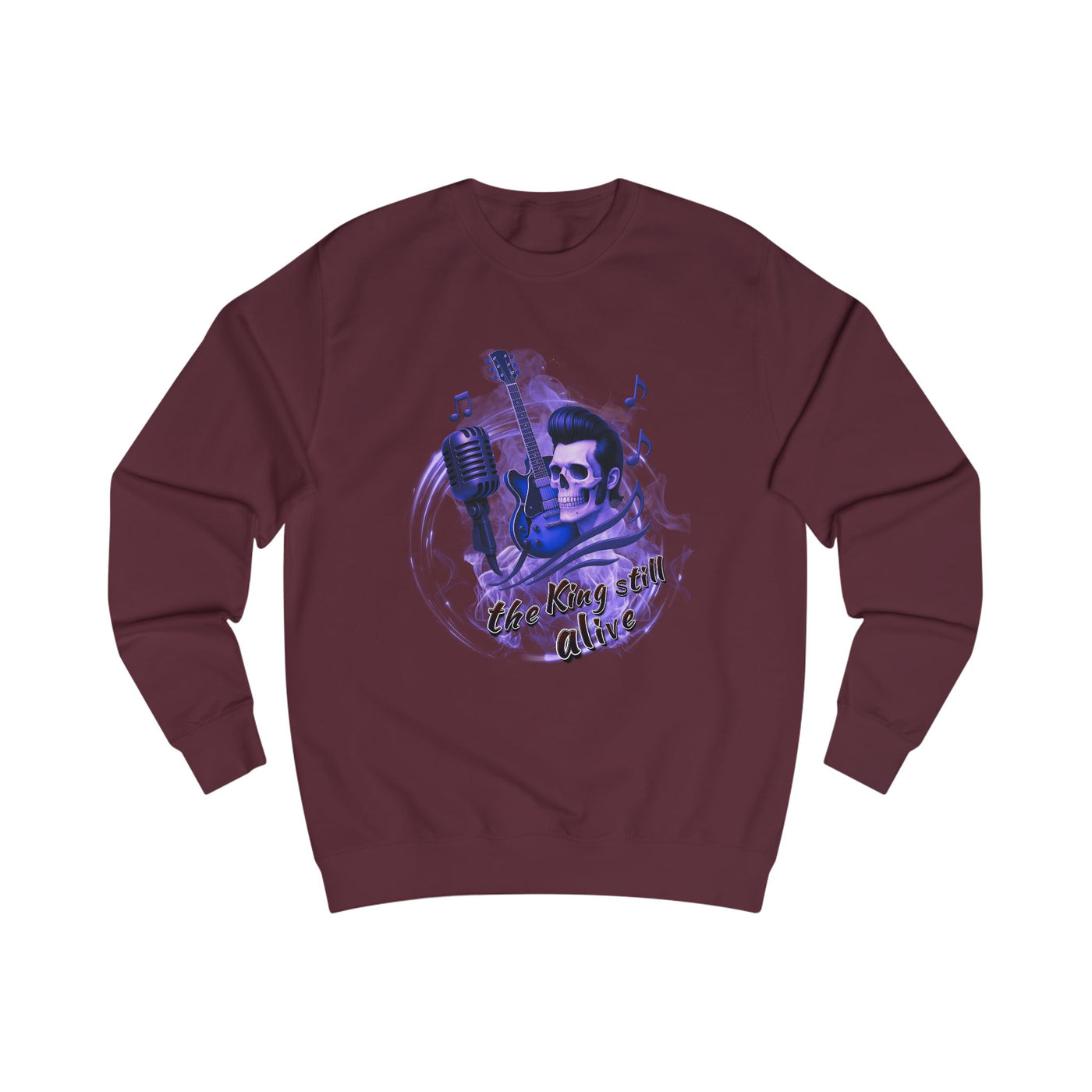 Rock 'n' Roll Skull Sweatshirt - "The King Still Alive" Unisex Crewneck 