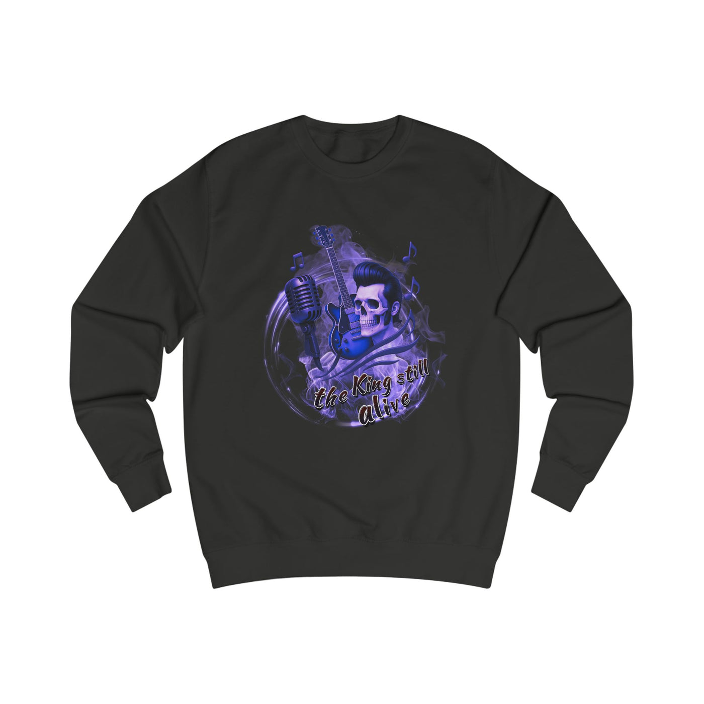 Rock 'n' Roll Skull Sweatshirt - "The King Still Alive" Unisex Crewneck 
