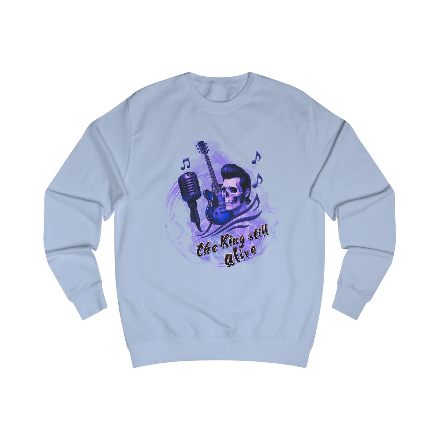 Rock 'n' Roll Skull Sweatshirt - "The King Still Alive" Unisex Crewneck 