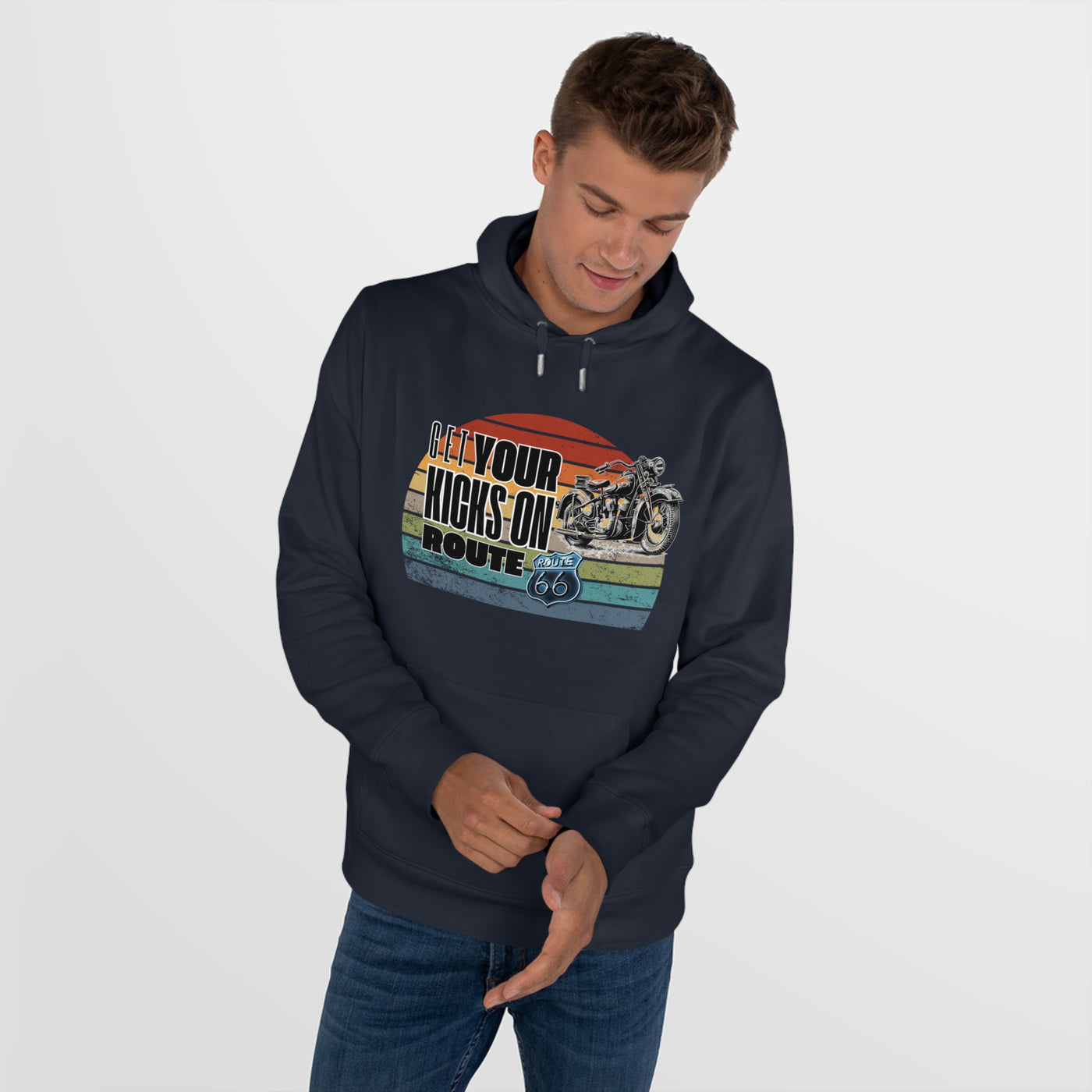 Retro Route 66 Motorcycle Hoodie Sweatshirt - Get your kicks on route 66