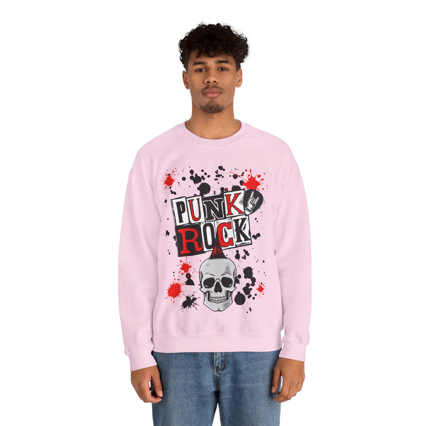 Punk Rock Crewneck Sweatshirt, Casual Streetwear Gift, Music Lover Apparel, Fall Fashion Layer, Unique Graphic Sweater