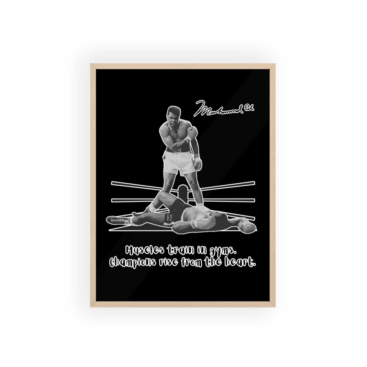 Boxing Inspired Wall Art Poster with Wooden Frame - Muhammad Ali 