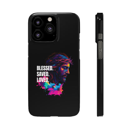Blessed Saved Loved -  Snap Case Handyhülle - Jesus