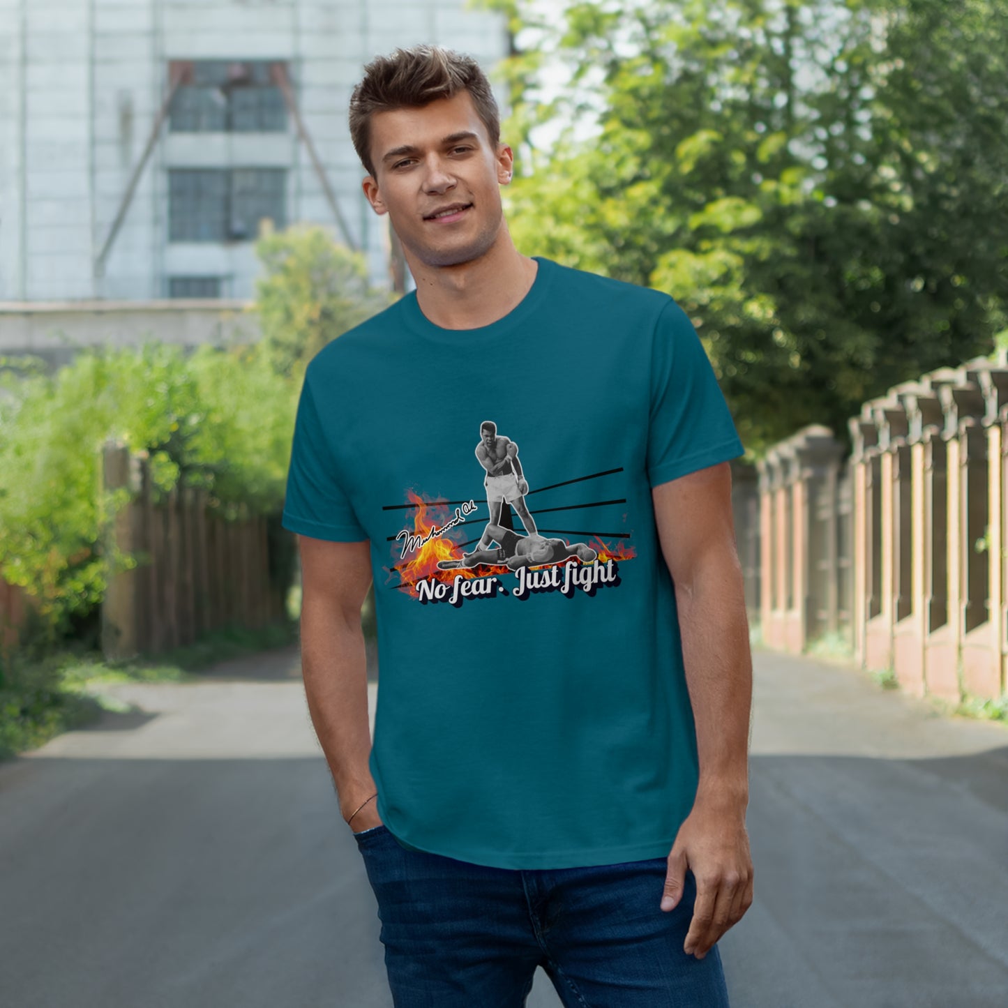 No Fear Just Fight T-Shirt, Motivational Shirt Muhammad Ali