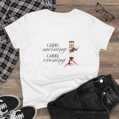 Good Morning - Good Evening  Cotton Tee, Women's Graphic Shirt