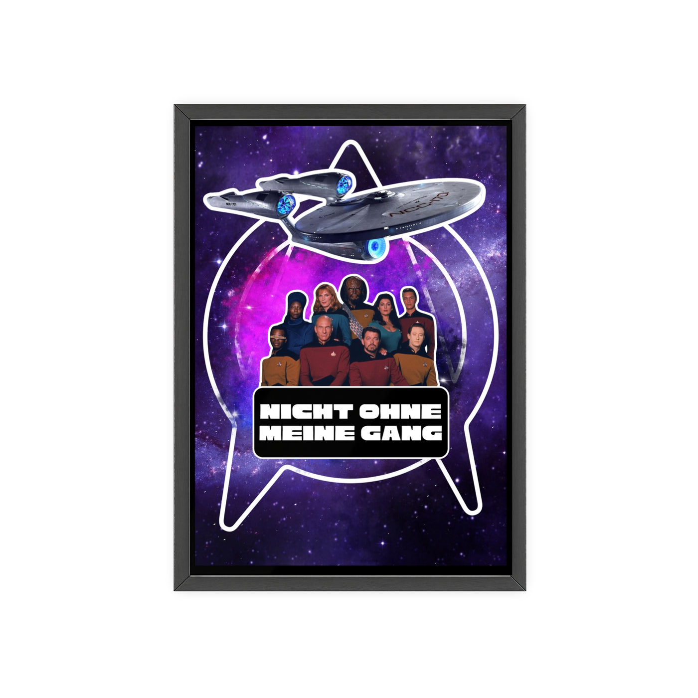Starship Adventure Poster with Wooden Frame | Sci-Fi Wall Art, Geek Decor,