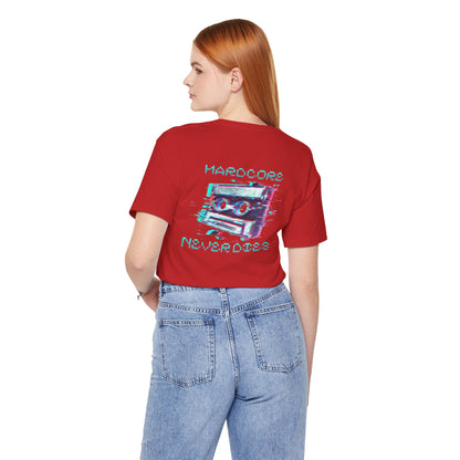 Techno - Hardcore Never Dies - Retro Graphic Tee, 90s Aesthetic Shirt unisex