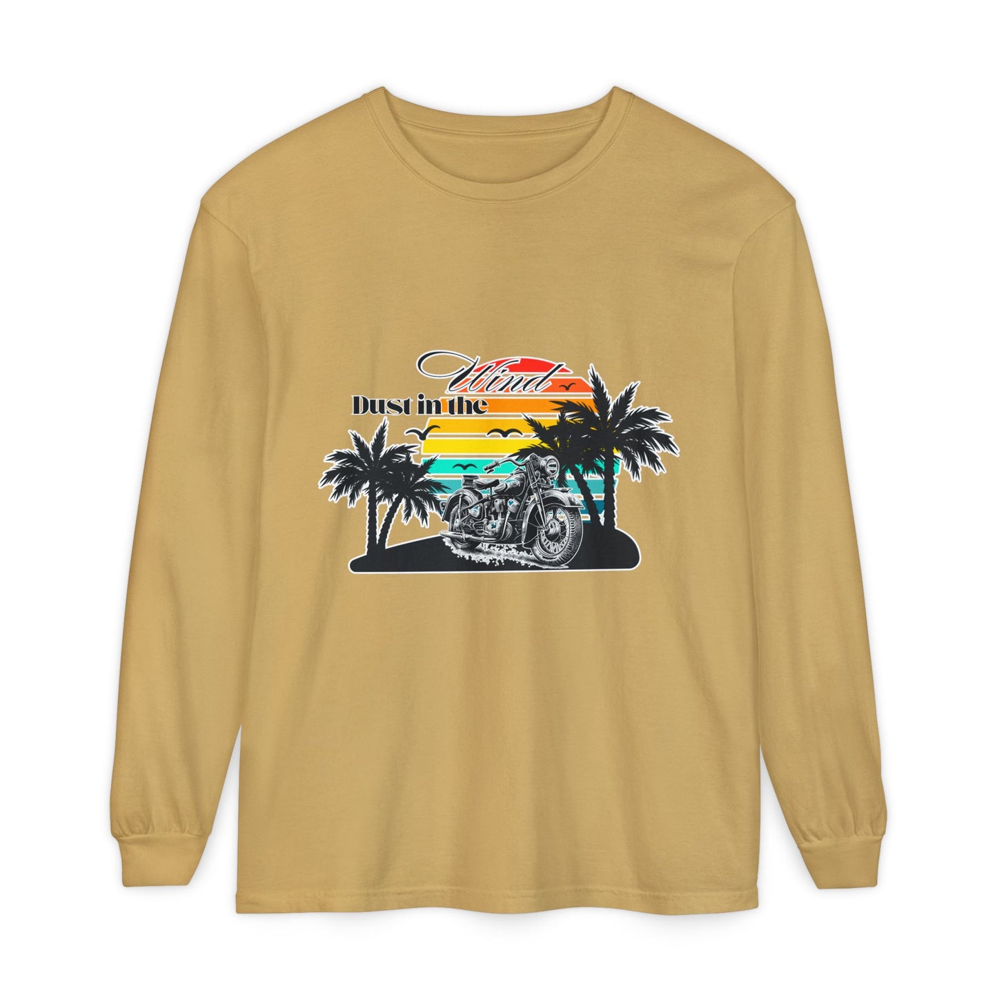 Dust in the Wind - Vintage Motorcycle & Sunset Design