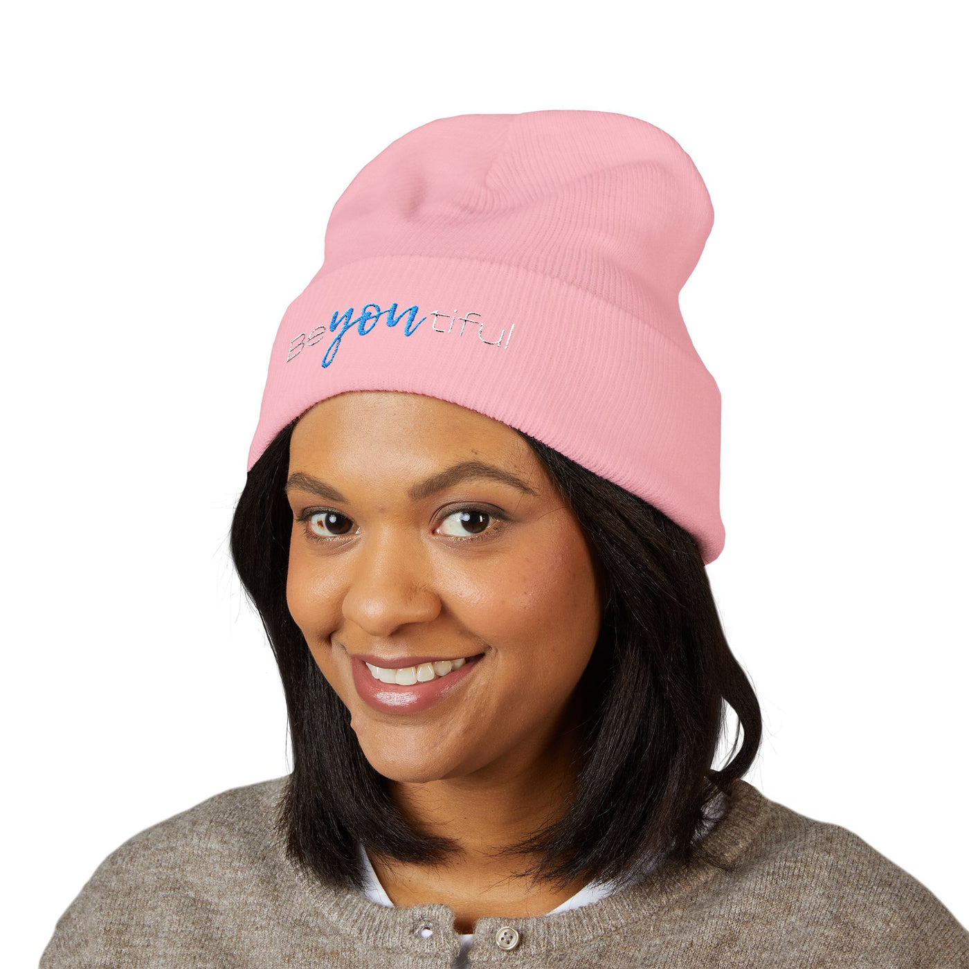 Vibrant "BeYoutiful" Cuffed Beanie - Stylish Embroidered Hat for Self-Expression