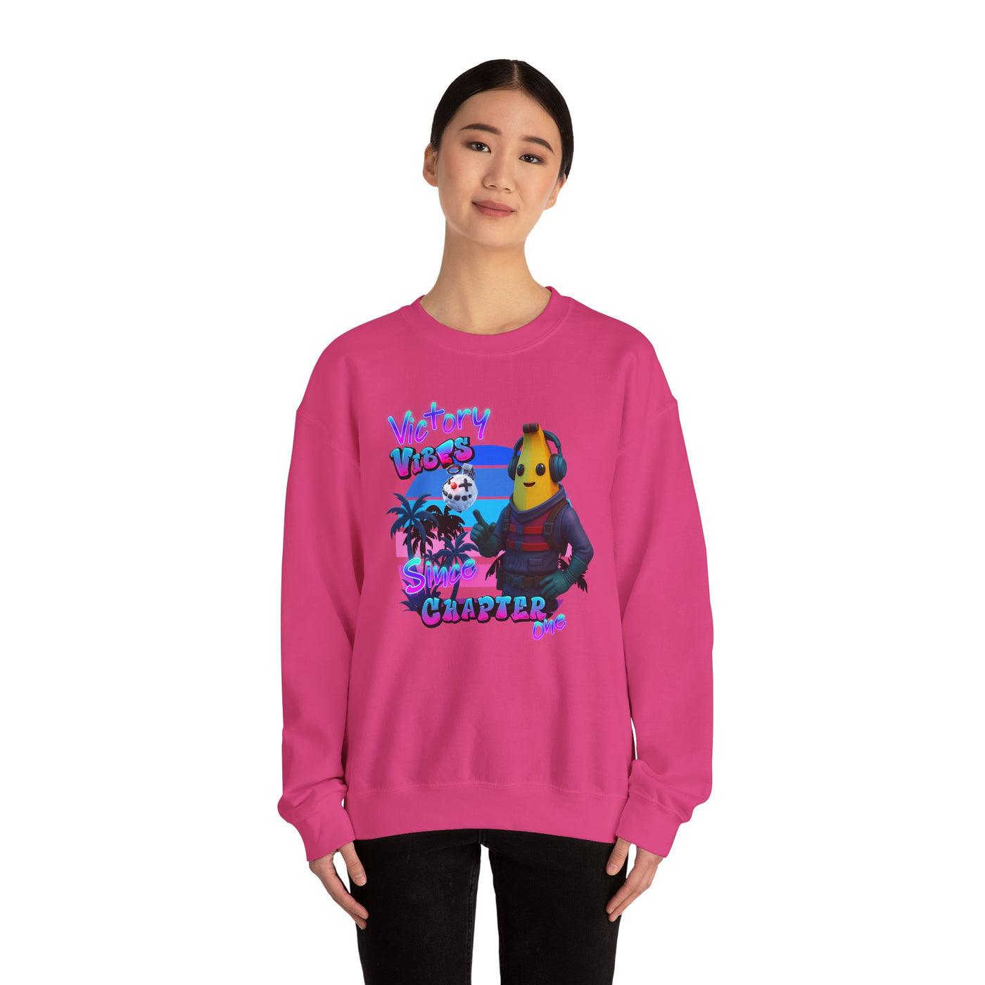 Victory Fortnite Vibes Banana Crewneck Sweatshirt - Unisex Heavy Blend