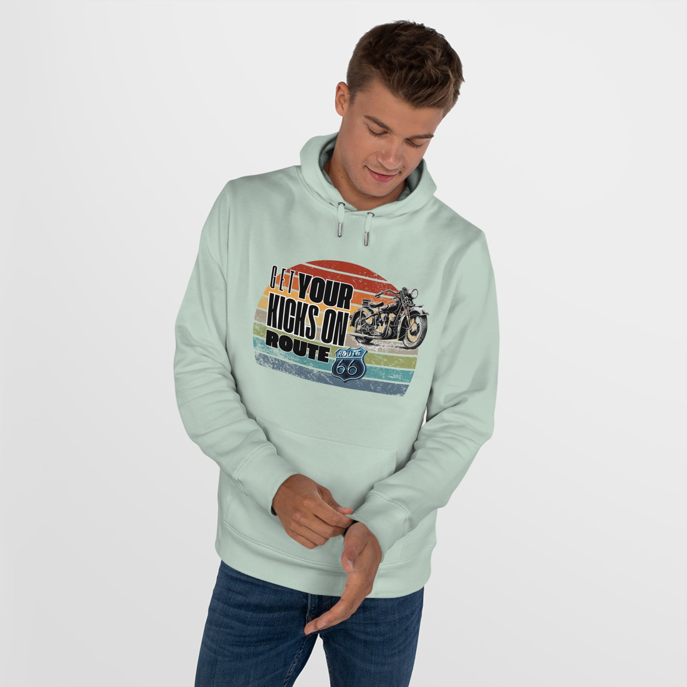 Retro Route 66 Motorcycle Hoodie Sweatshirt - Get your kicks on route 66