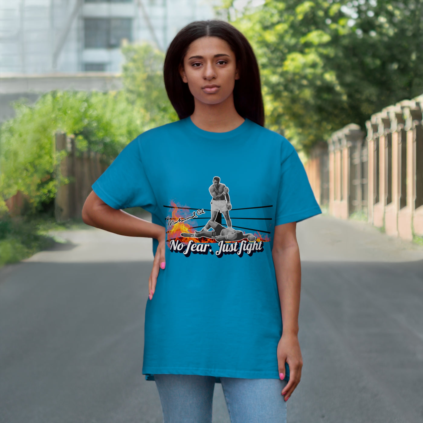 No Fear Just Fight T-Shirt, Motivational Shirt Muhammad Ali