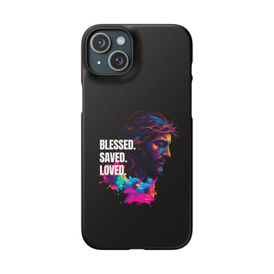 Blessed Saved loved - Snap Case - Jesus