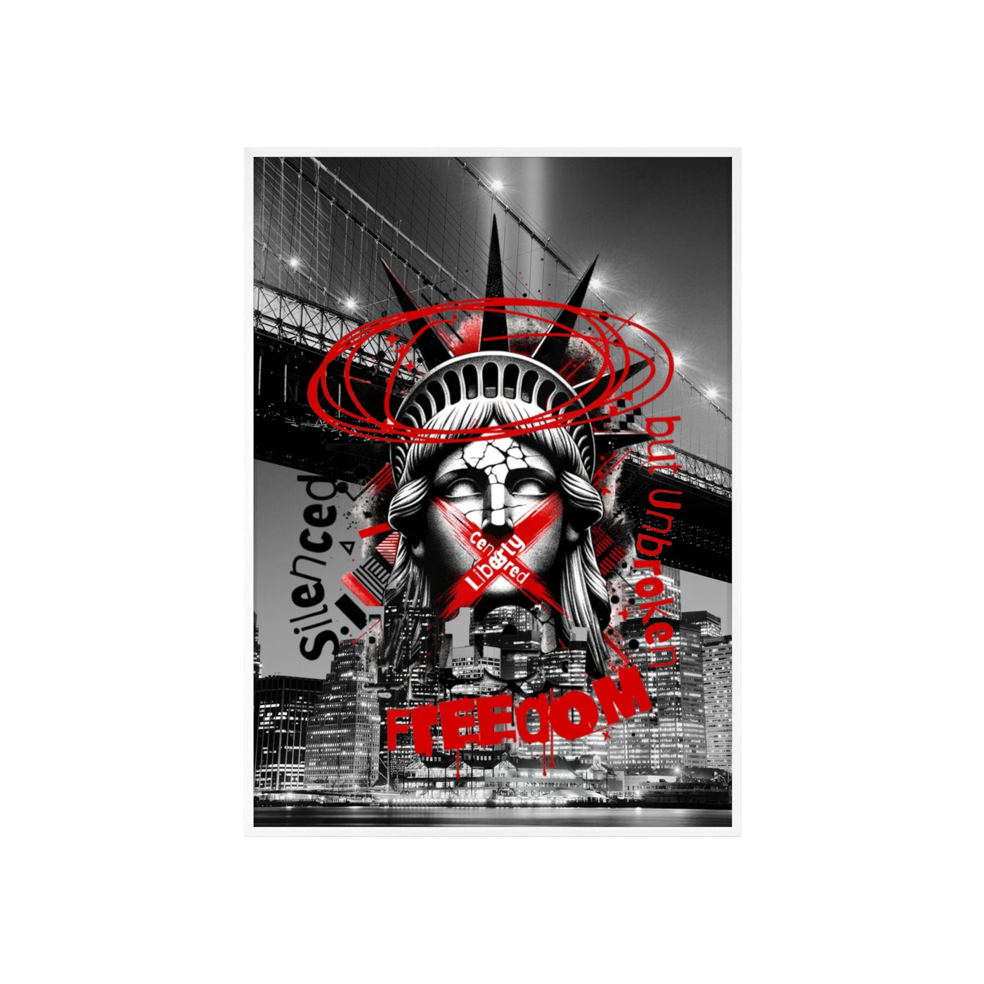 Freedom Poster with Wooden Frame - NYC Decor, Wall Art