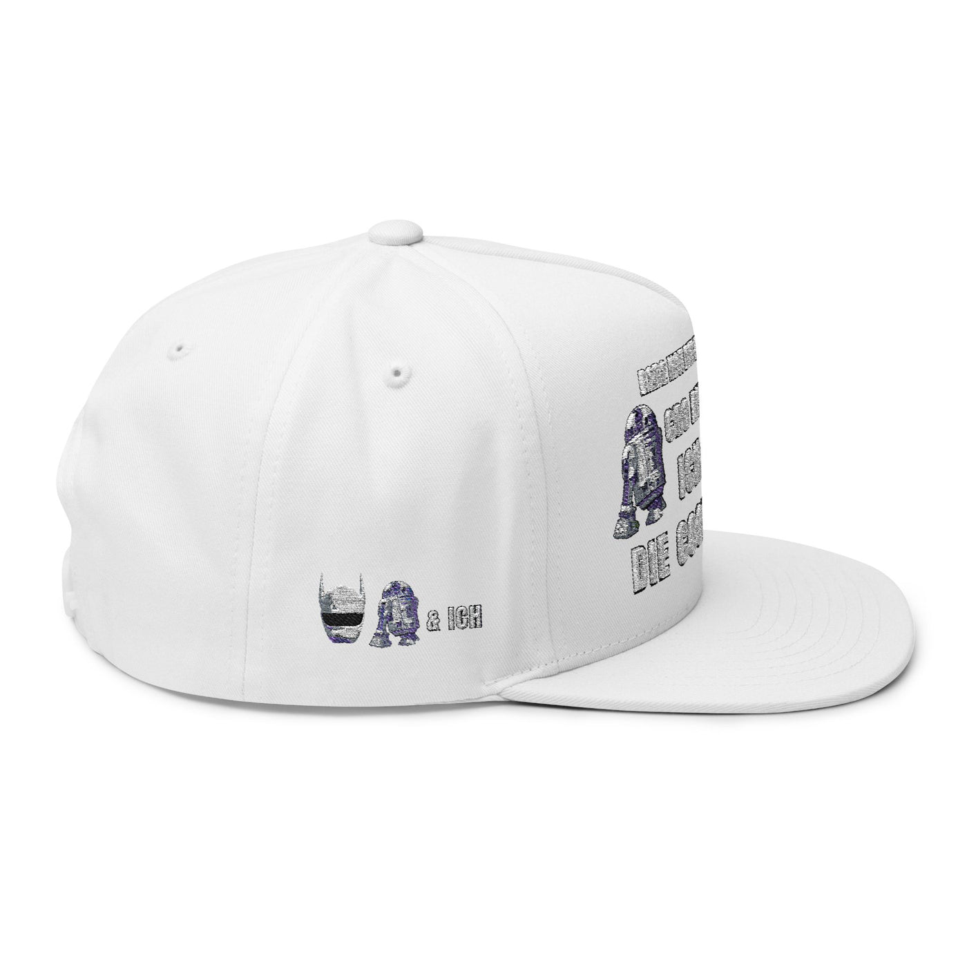 Flat Bill Cap with Fun Embroidery  R2D2 - Cro - & ICH