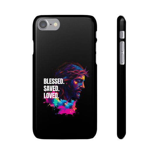 Blessed Saved Loved -  Snap Case Handyhülle - Jesus