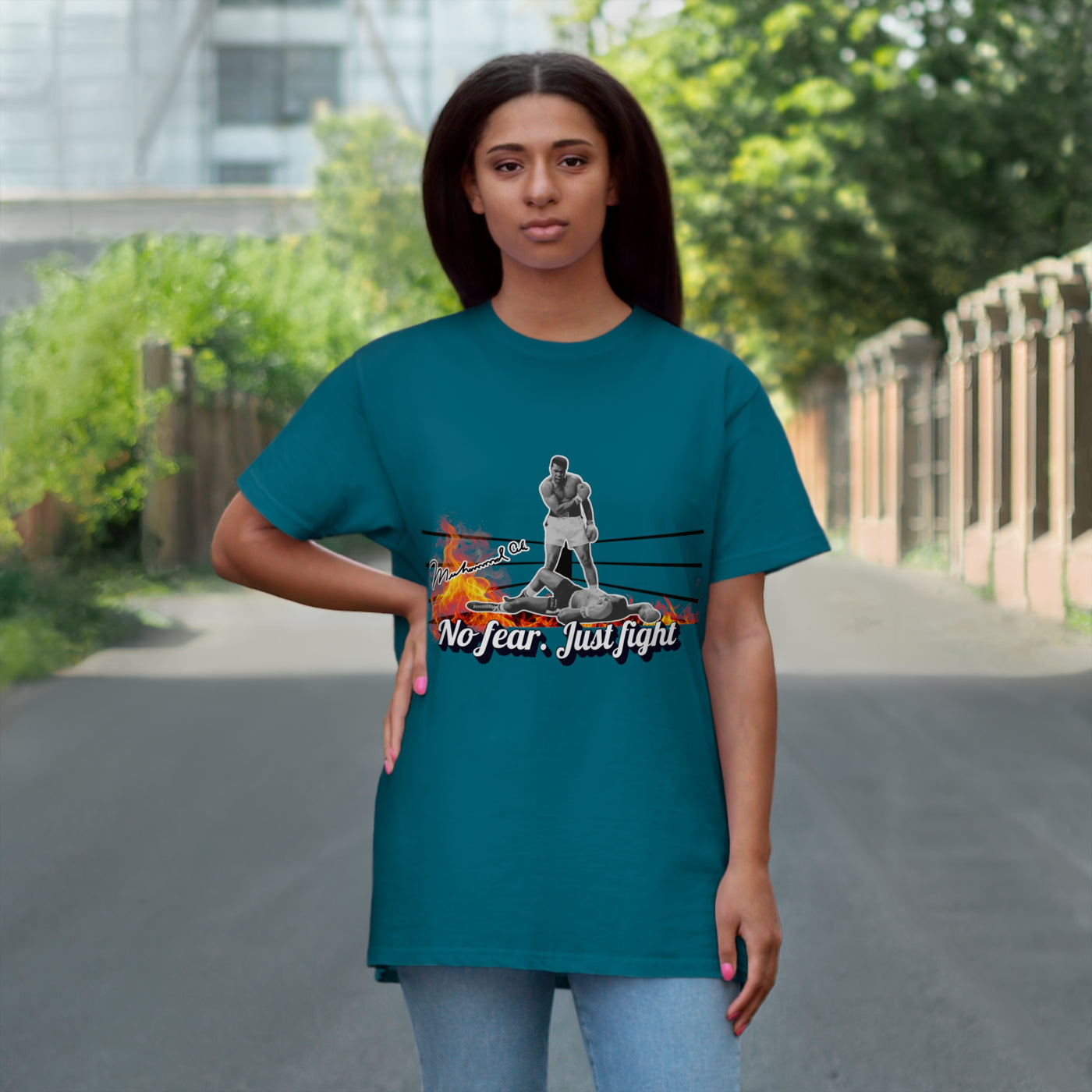 No Fear Just Fight T-Shirt, Motivational Shirt Muhammad Ali