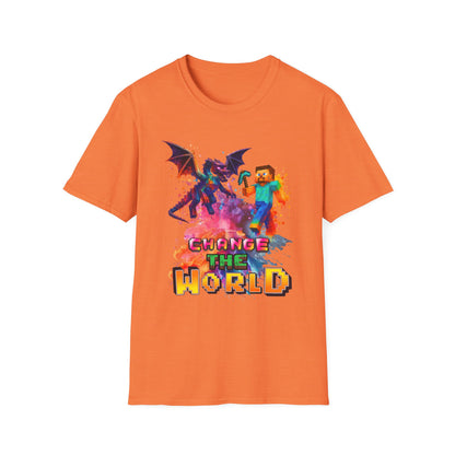Minecraft Change the World Video Game T-Shirt - Unisex Softstyle Tee for Gamers