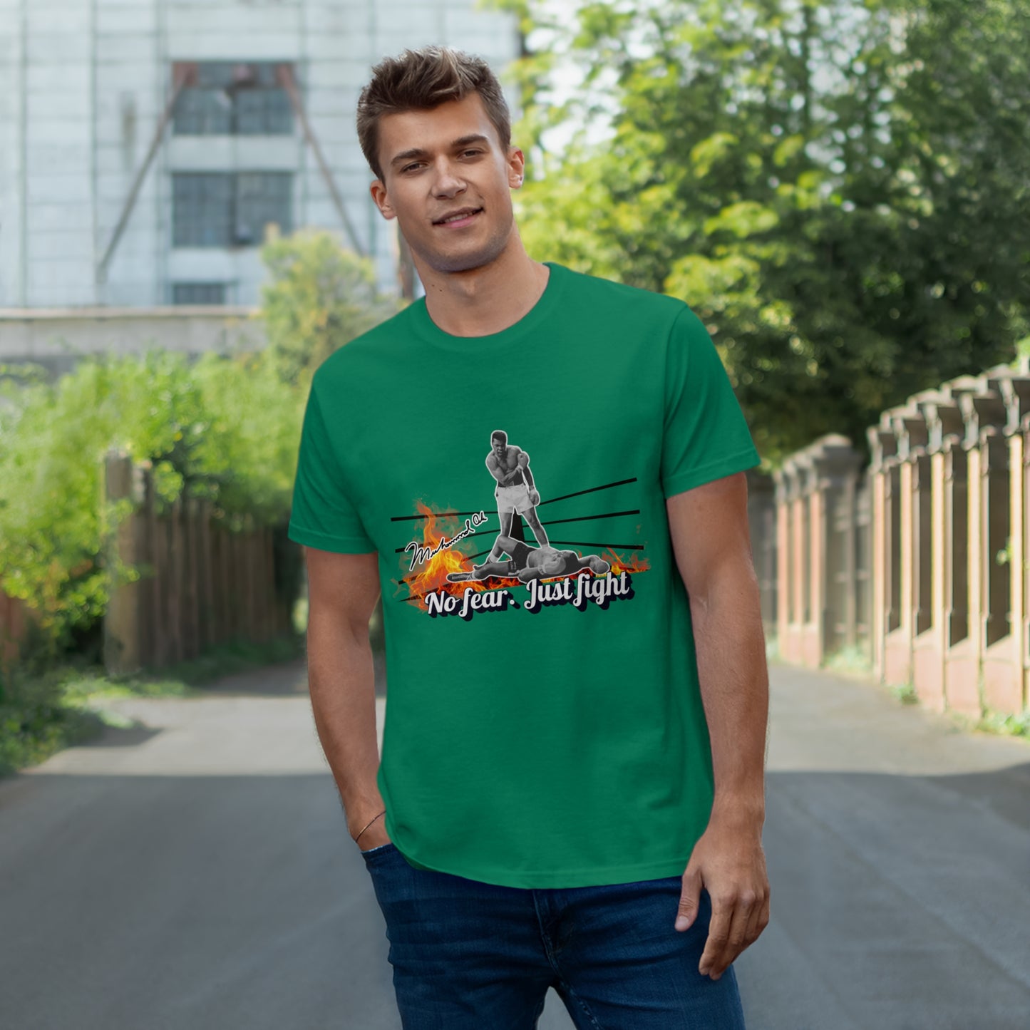 No Fear Just Fight T-Shirt, Motivational Shirt Muhammad Ali
