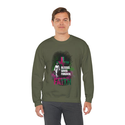 Jesus mit Faith und Spruch Blessed -Saved -Forgiven Sweatshirt