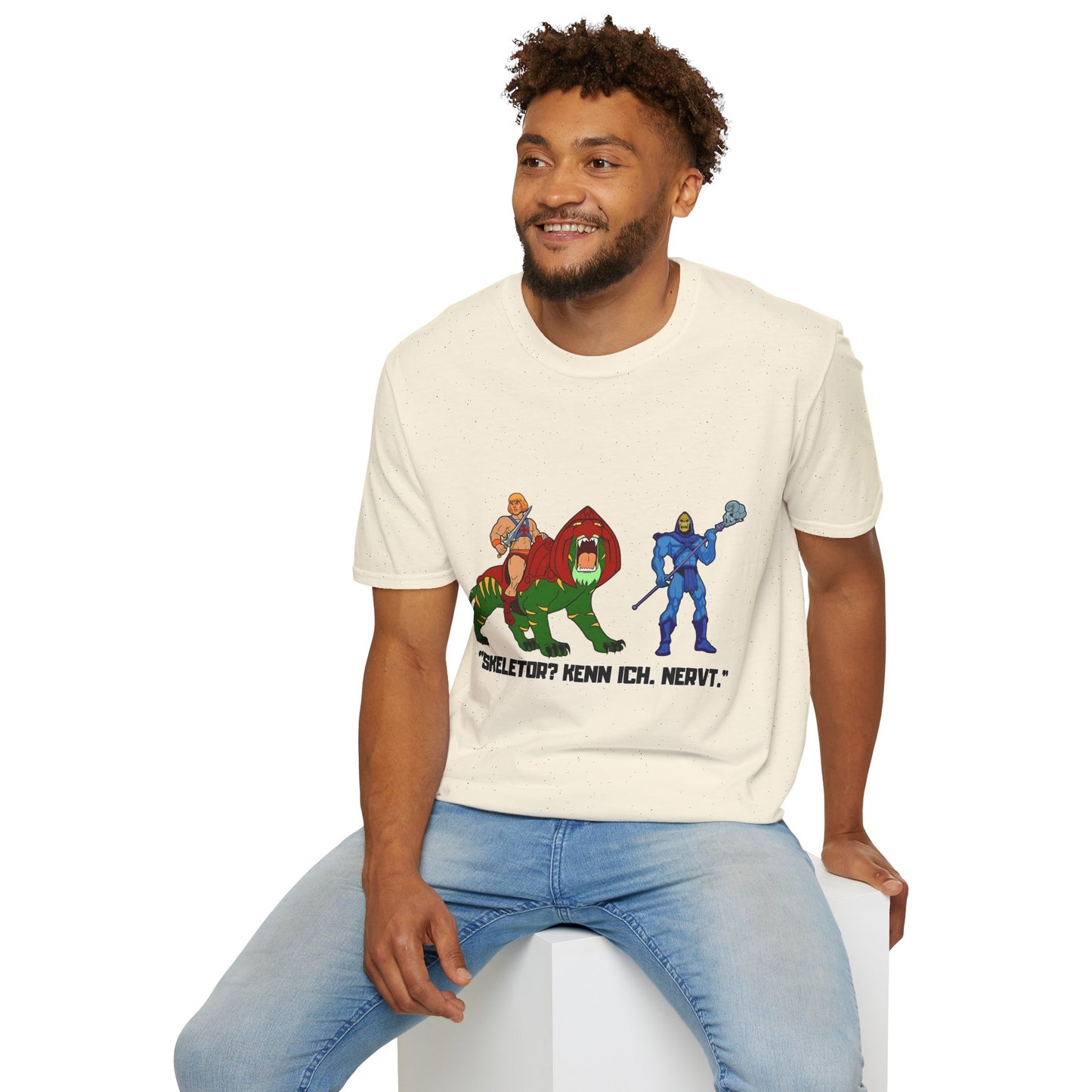 He-Man Retro Graphic Tee, Unisex Softstyle Shirt for Fans, Vintage Cartoon Apparel, Gift for Geeks, Nostalgic T-Shirt