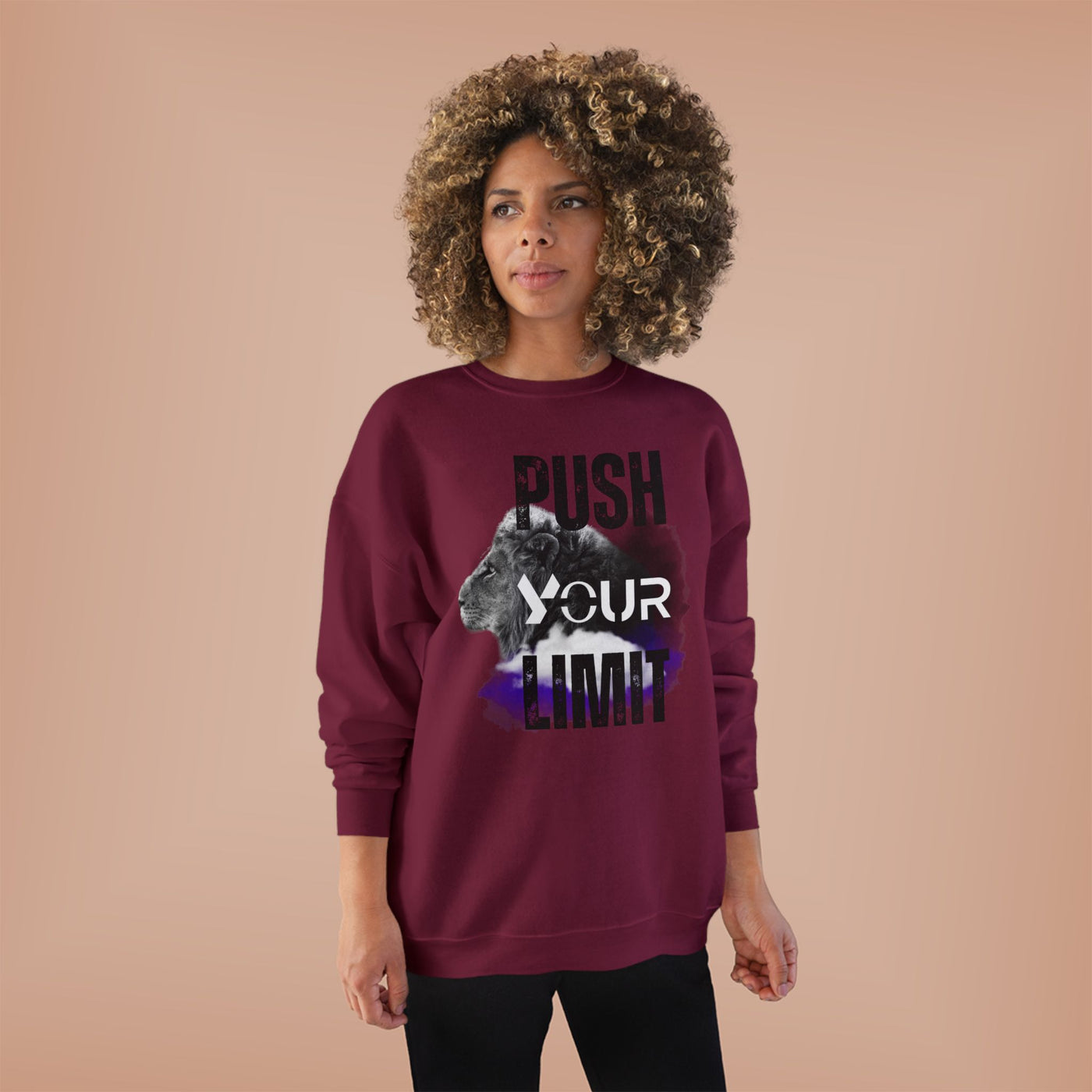 Motivational Lion Sweatshirt - Push Your Limit - Unisex EcoSmart
