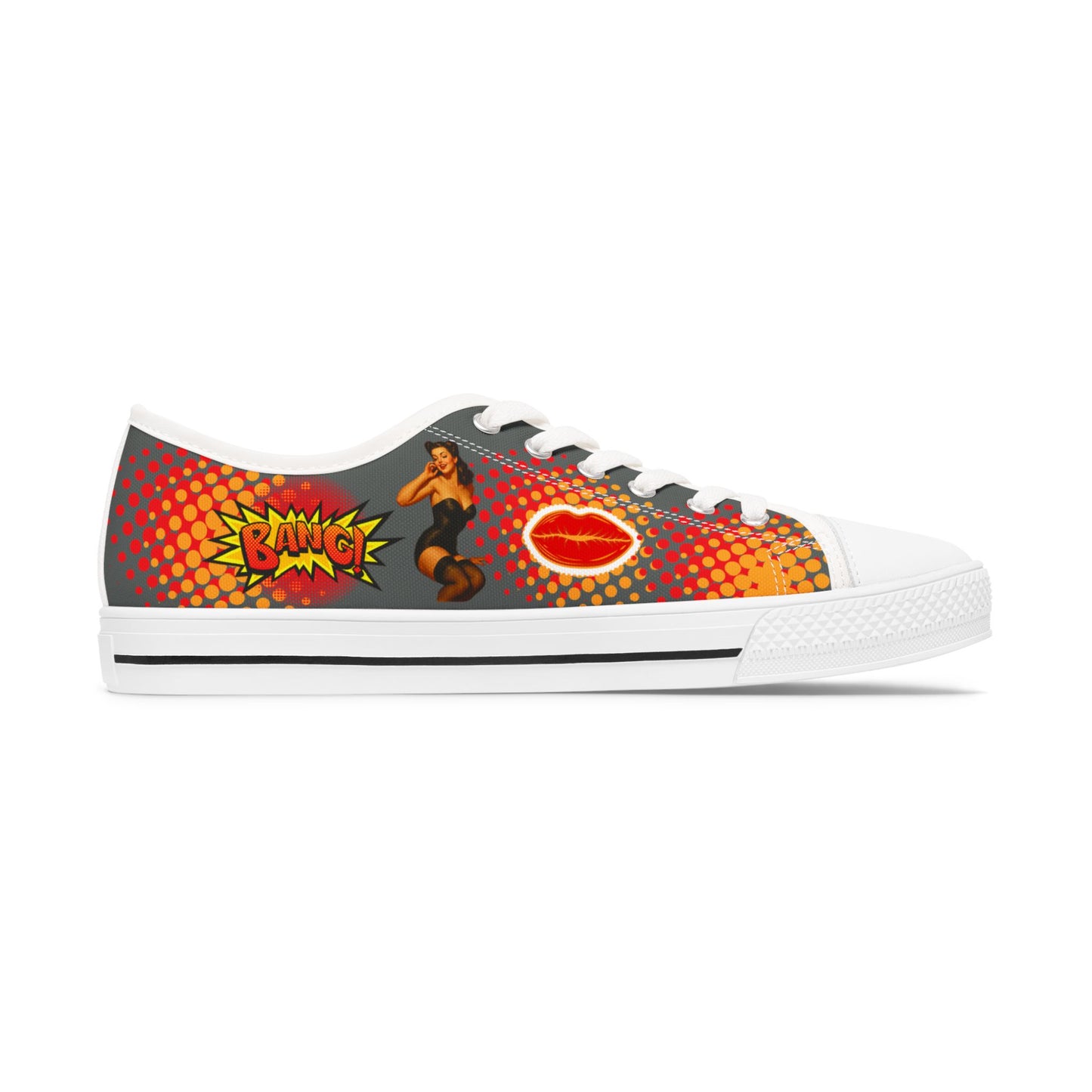 Sneakers - Fun &amp; Colorful Low Top Shoes Pin Up Girl "Wow"