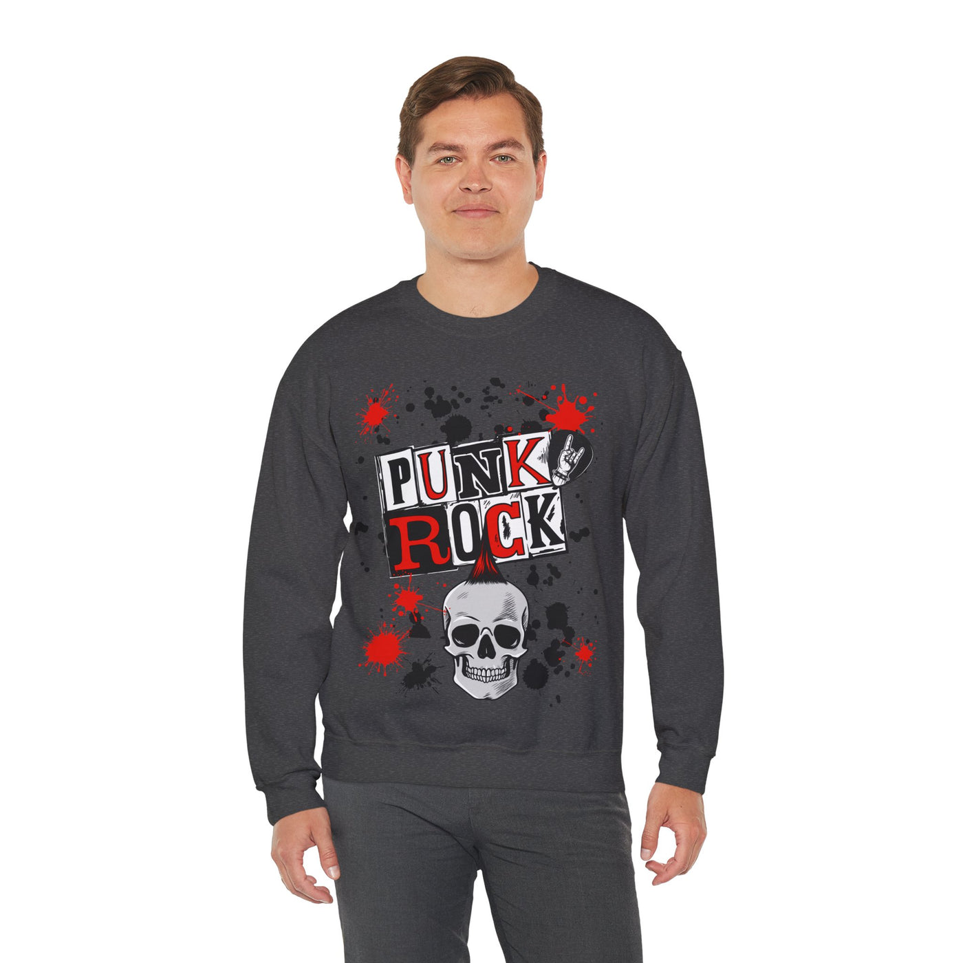 Punk Rock Crewneck Sweatshirt, Casual Streetwear Gift, Music Lover Apparel, Fall Fashion Layer, Unique Graphic Sweater