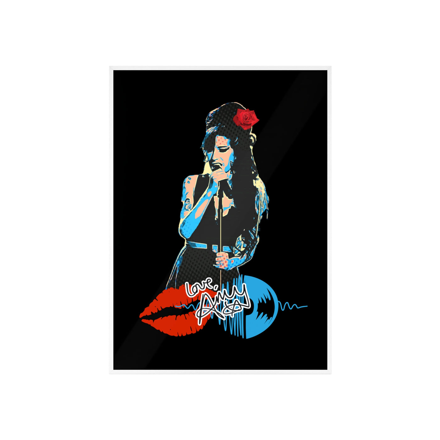 Love Amy Winehouse Poster with Wooden Frame - Vibrant Wall Art for Music Lovers
