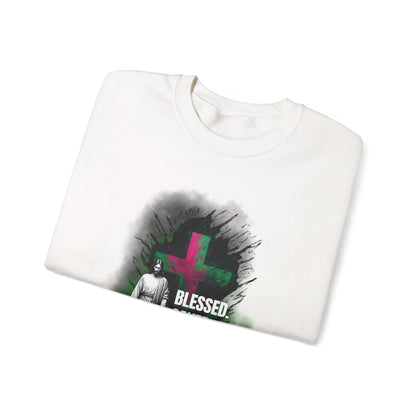 Jesus mit Faith und Spruch Blessed -Saved -Forgiven Sweatshirt