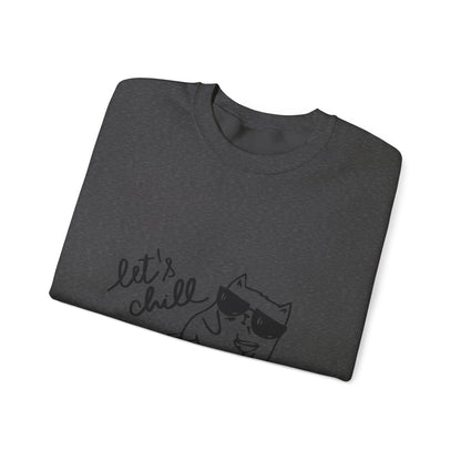 Let's Chill Cat Sweatshirt - Unisex Garment-Dyed Pullover for Cozy Days