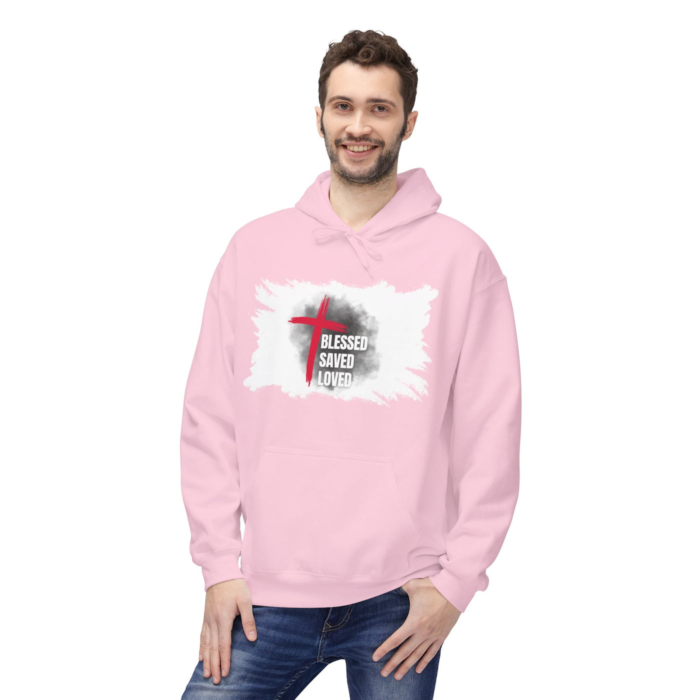 Faith-Inspired Hoodie: Blessed, Saved, Loved - Christian JESUS