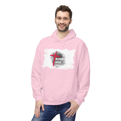 Faith-Inspired Hoodie: Blessed, Saved, Loved - Christian JESUS