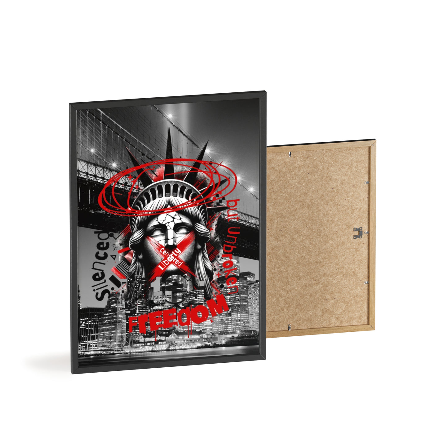 Freedom Poster with Wooden Frame - NYC Decor, Wall Art