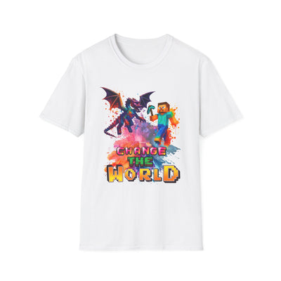 Minecraft Change the World Video Game T-Shirt - Unisex Softstyle Tee for Gamers