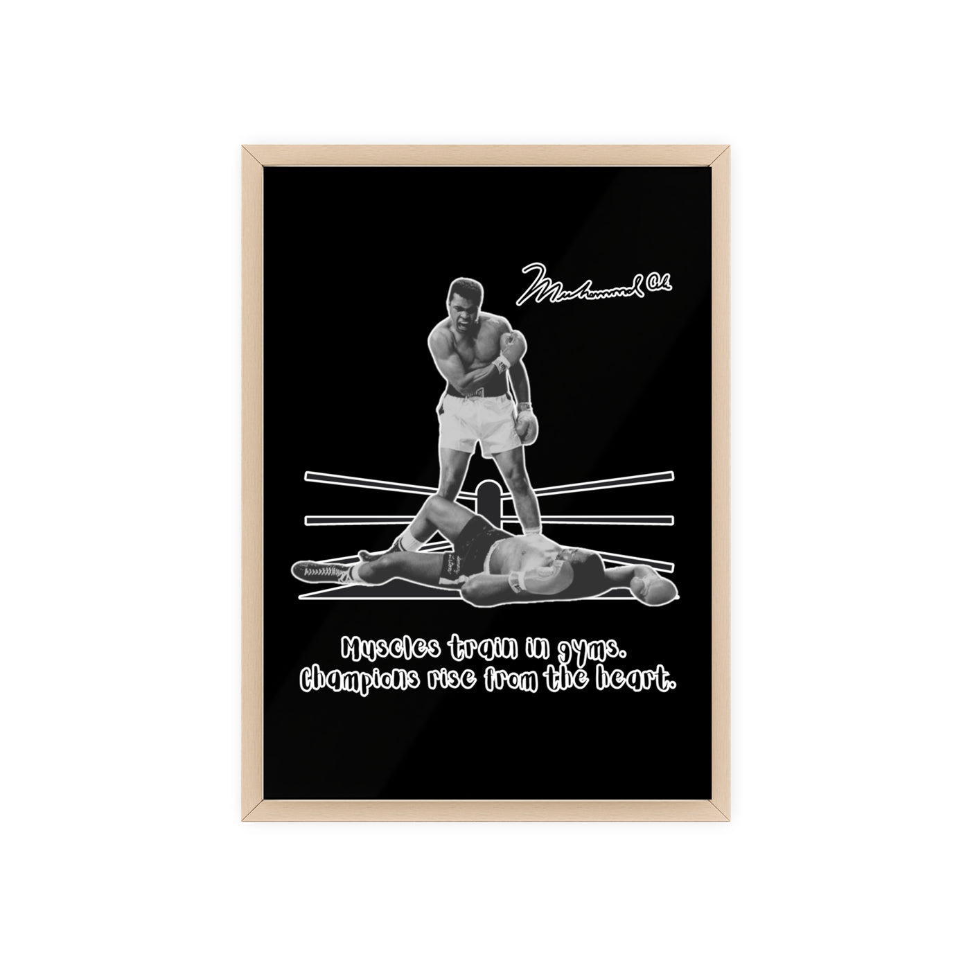 Boxing Inspired Wall Art Poster with Wooden Frame - Muhammad Ali 