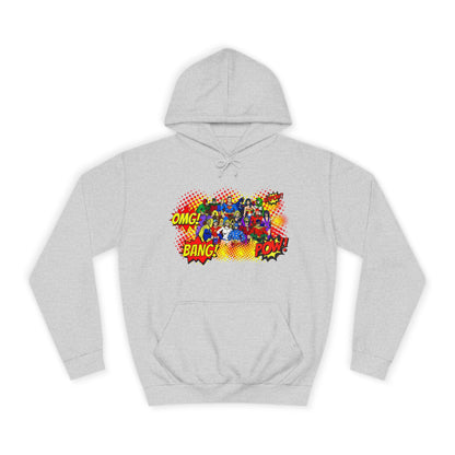 Superhero Graphic Hoodie, Unisex College Sweatshirt, Marvel DC Fans Apparel, Comic Book Lover Gift, Fun Cosplay Outfit