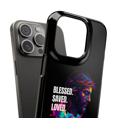 Blessed Saved loved - Snap Case - Jesus