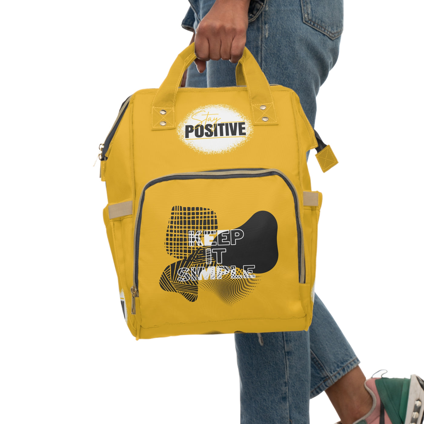 Stay Positive Multifunctional Diaper Backpack - Motivational bag or multifunctional bag