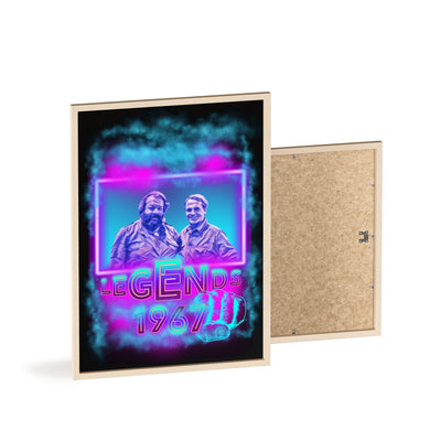 Retro Legends Poster with Wooden Frame - 1967 Nostalgia Art Bud Spencer &amp; Terence Hill