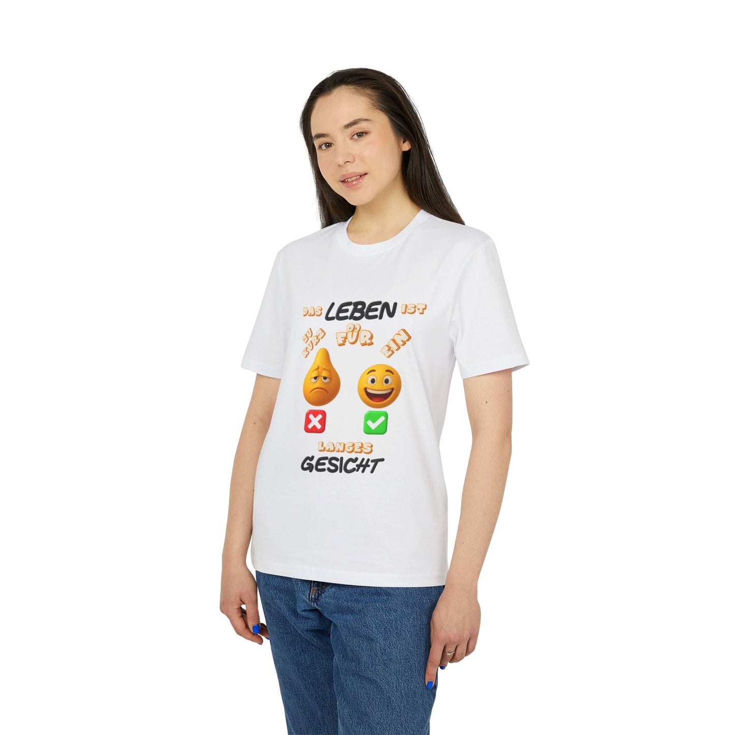 Funny Graphic T-Shirt - 'Das Leben ist zu kurz für ein langes Gesicht'