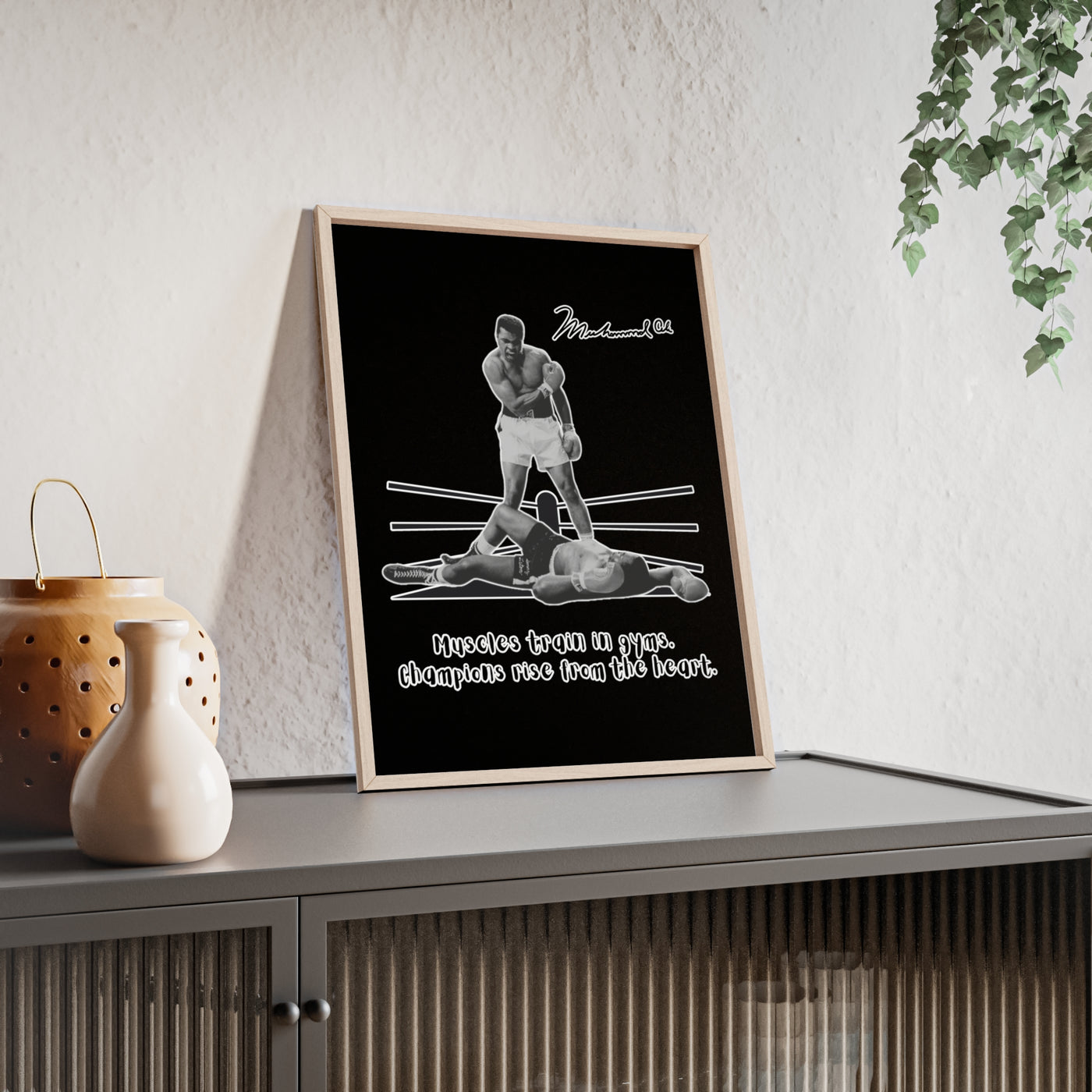 Boxing Inspired Wall Art Poster with Wooden Frame - Muhammad Ali 
