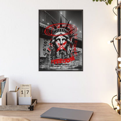 Freedom Poster with Wooden Frame - NYC Decor, Wall Art